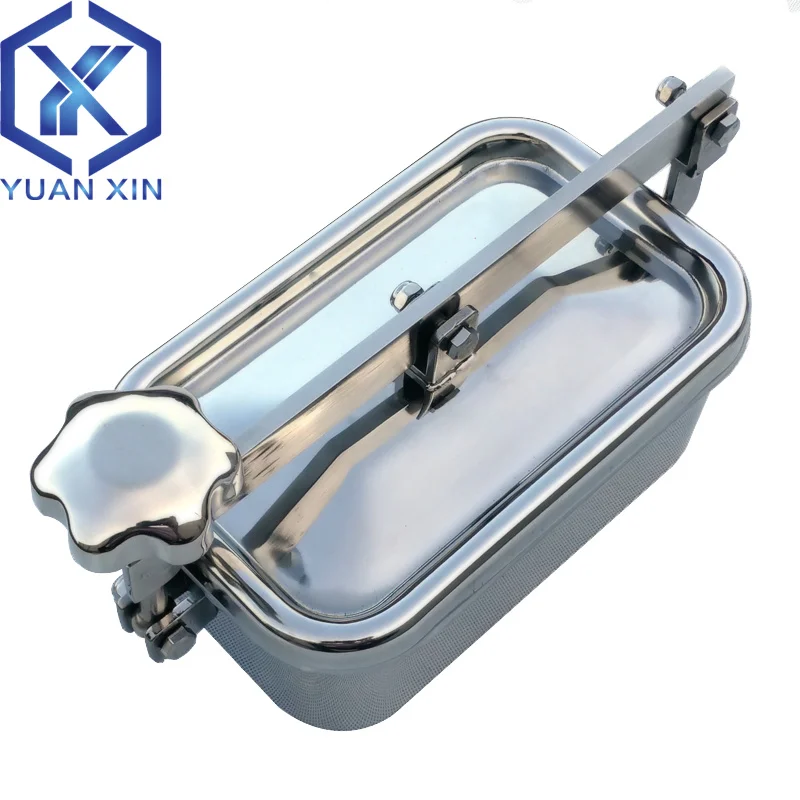 Stainless Steel Square Manhole Food Grade Rectangular Quick Opening Manhole Cover Mirror Polished Tank Manhole Cover