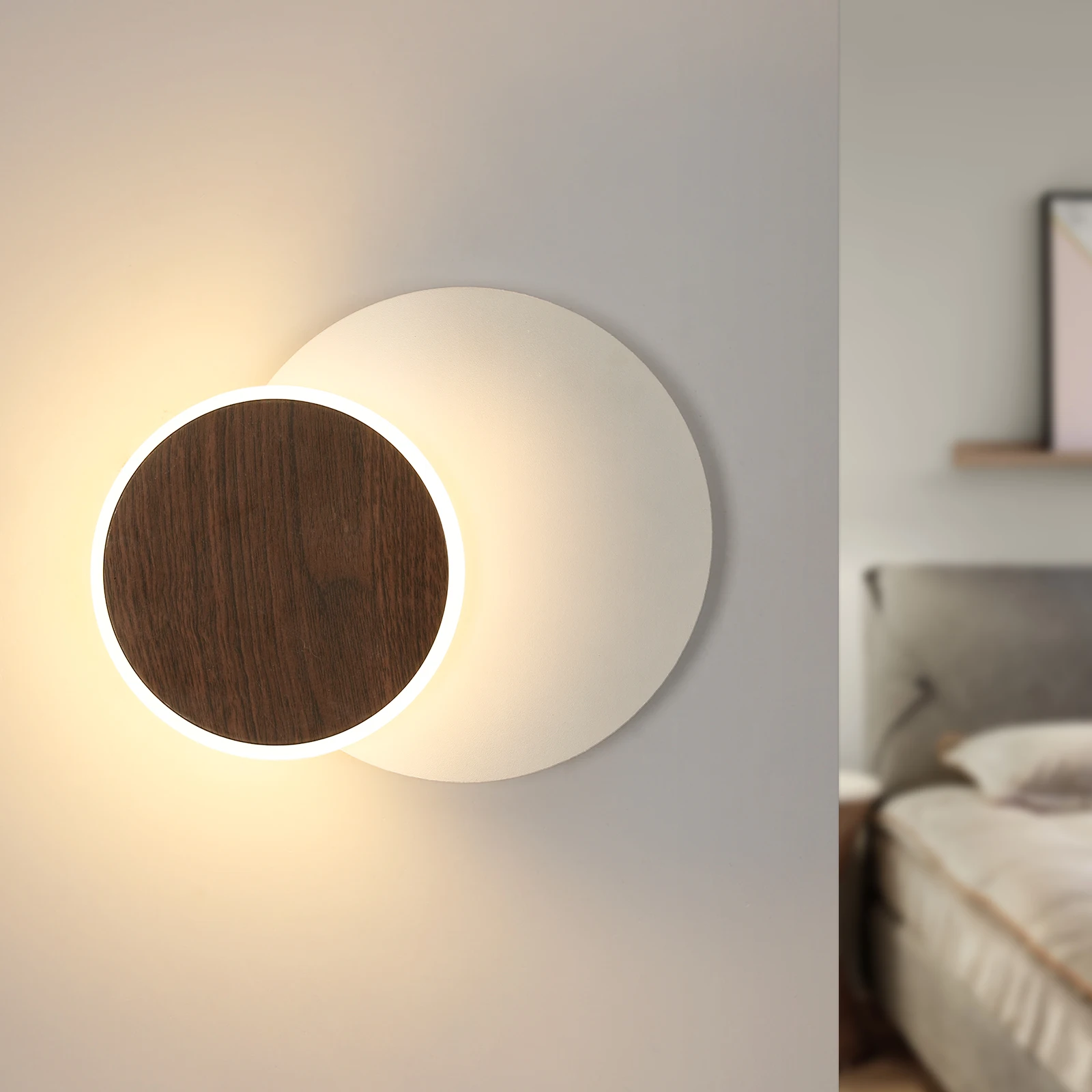 Dreifach drehbare Wandleuchte, moderne LED-Wandbeleuchtung, 360 Grad drehbare runde Wandlampe, kompatibel mit Inneneinrichtung – Detail 13
