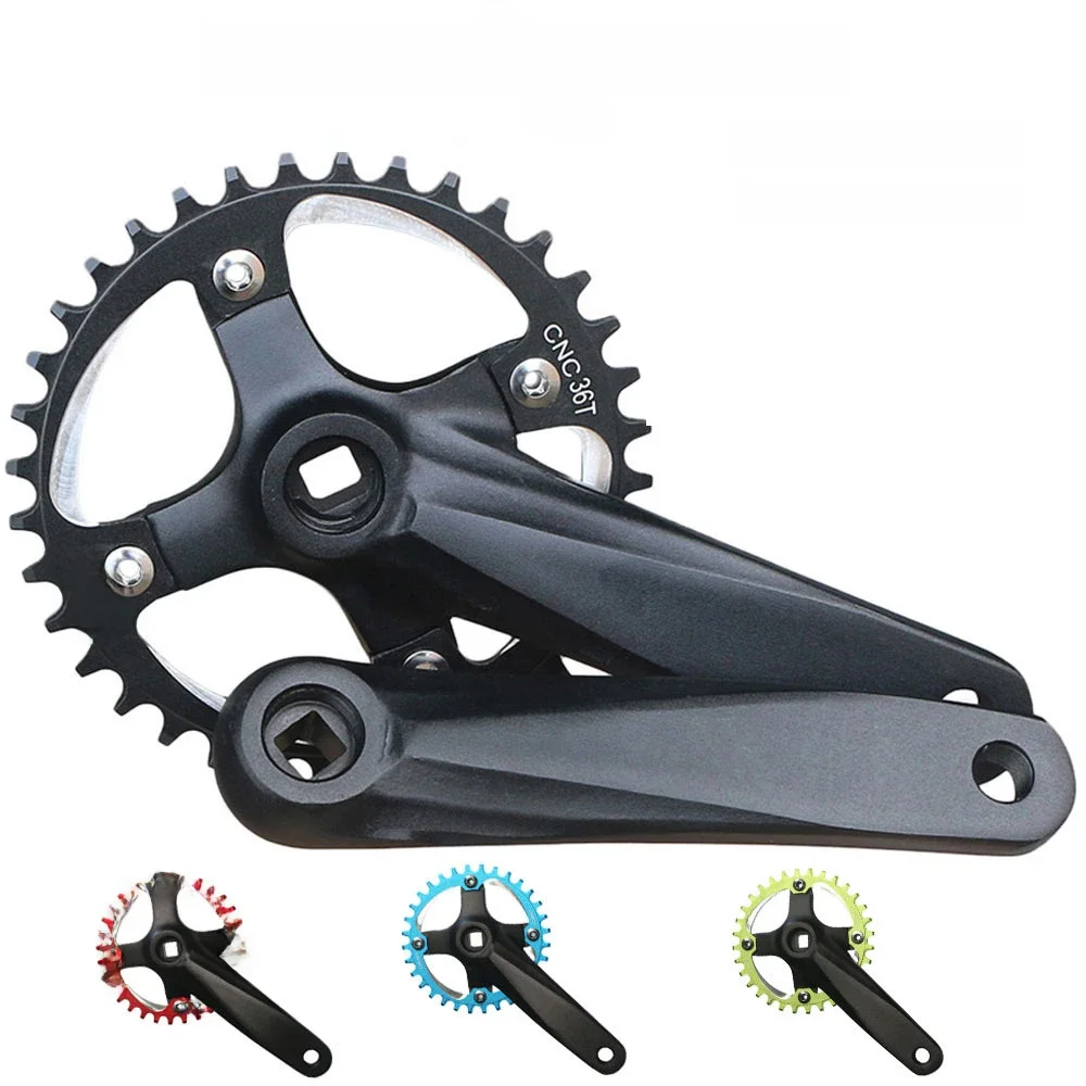 AliExpress NowAct MTB Bike Square Hole Crankset 104BCD Bicycle Crank Sprocket 152mm 170mm 30T 32T 34T 36T 38T Narrow