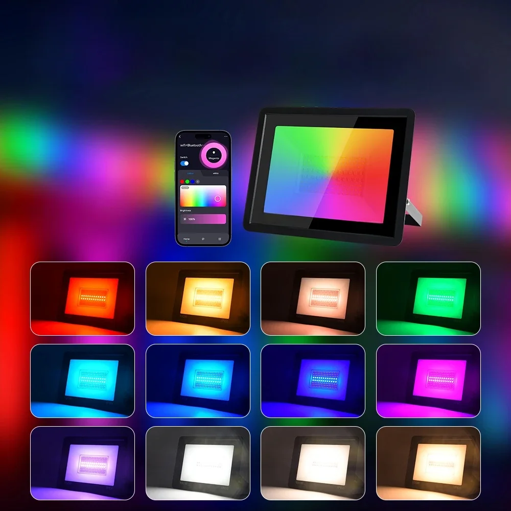 TUYA Smart Control Flutlicht RGB Wasserdichte Licht 100W Outdoor Licht LED Flutlicht Für Garten Hof Dekor WIFI verbinden