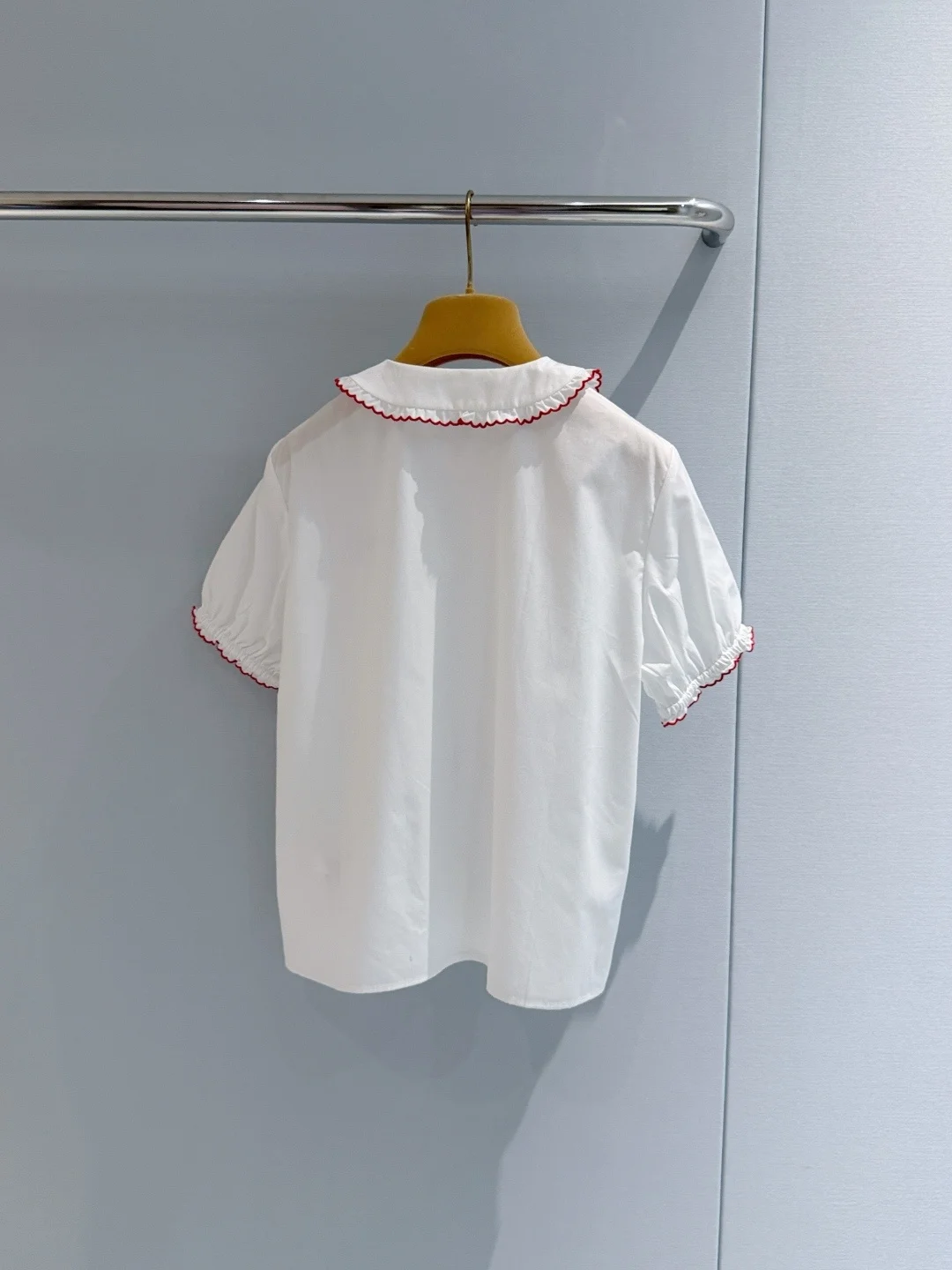 

2026 Summer New Sweet And Gentle Style Embroidery Doll Collar Puff Sleeve Shirt Top Women