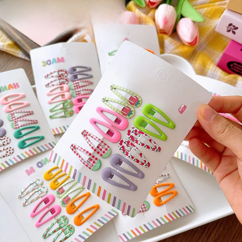 12 sztuk Kawaii geometryczne metalowe spinki do włosów zestaw kobiety dziewczęta spinki do włosów dziecko BB spinki do włosów Barrettes kolorowe nakrycia głowy akcesoria do włosów — zdjęcie 2