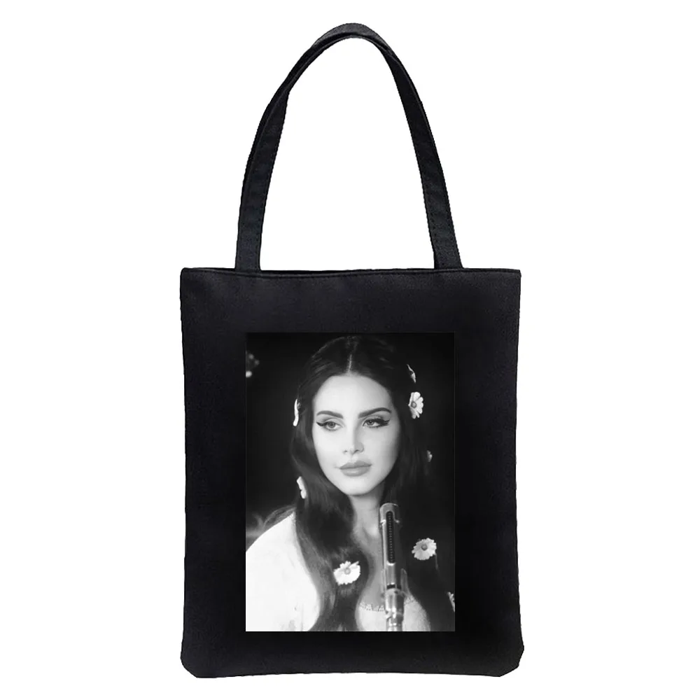 Lana Del Rey Fans Tote Shopping Bags Reusable Canvas Bag Shopper For Women Printed Market Mistress Gift Handbags