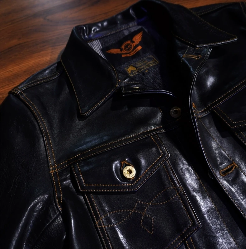 LKH1038 Asian Size Super Top Quality Heavy Genuine Japan Teacore Horse Leather Slim Classic Horsehide Stylish Rider Jacket