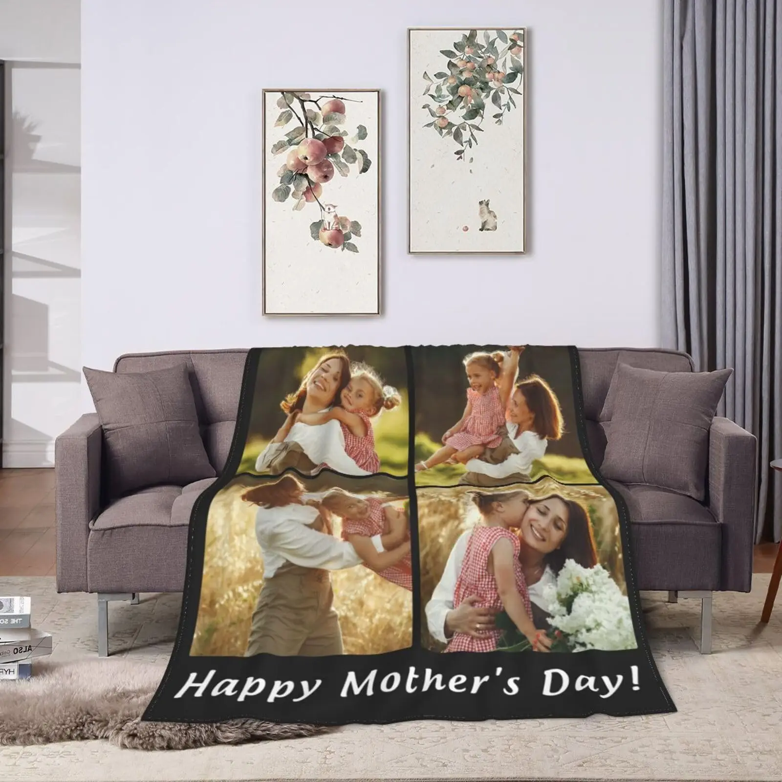 Personalized Custom Flannel Blanket Customized Photo/Logo Blanket Soft Cozy for Family Beds Sofas Offices Camping Perfect Gift