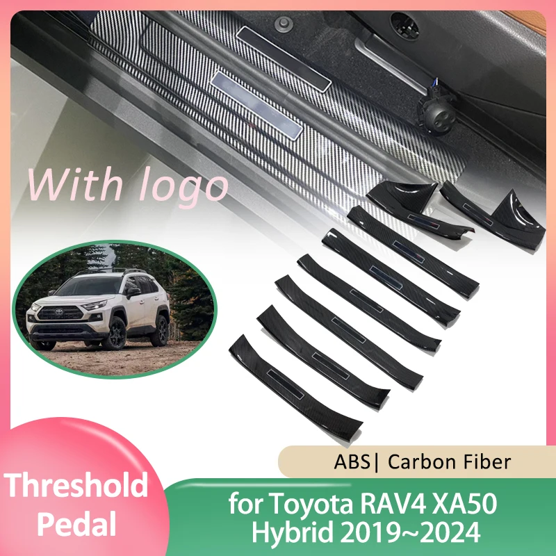 

Car Door Sill Scuff Plate for Toyota RAV4 XA50 Hybrid 2019~2024 Welcome Pedal Threshold Guards Cover Sticker Decals Accessories