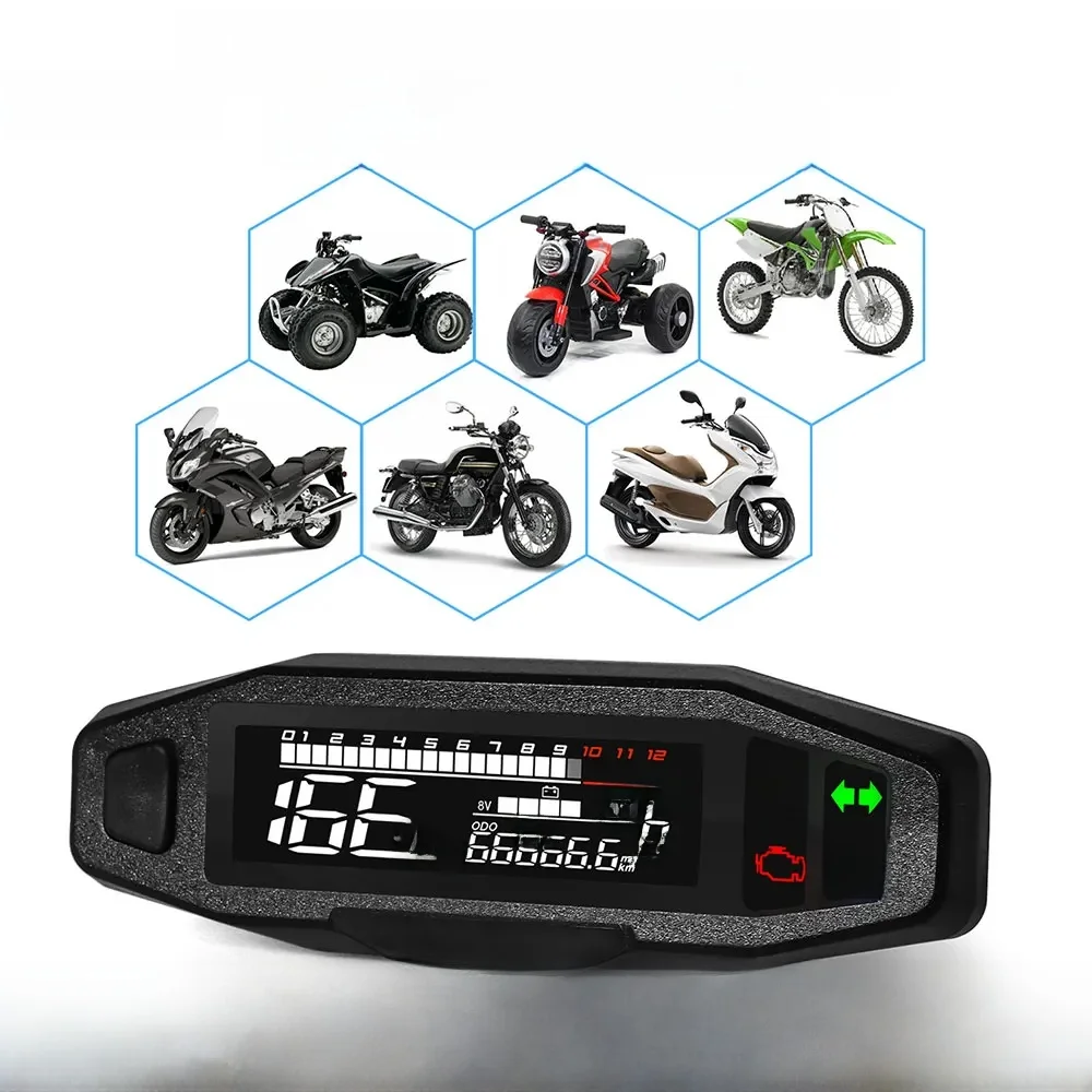 Compteur de vitesse numérique universel pour moto, tachymètre LED, panneau de comptage de carte Prada, écran LCD, Y Invite Ket, AD