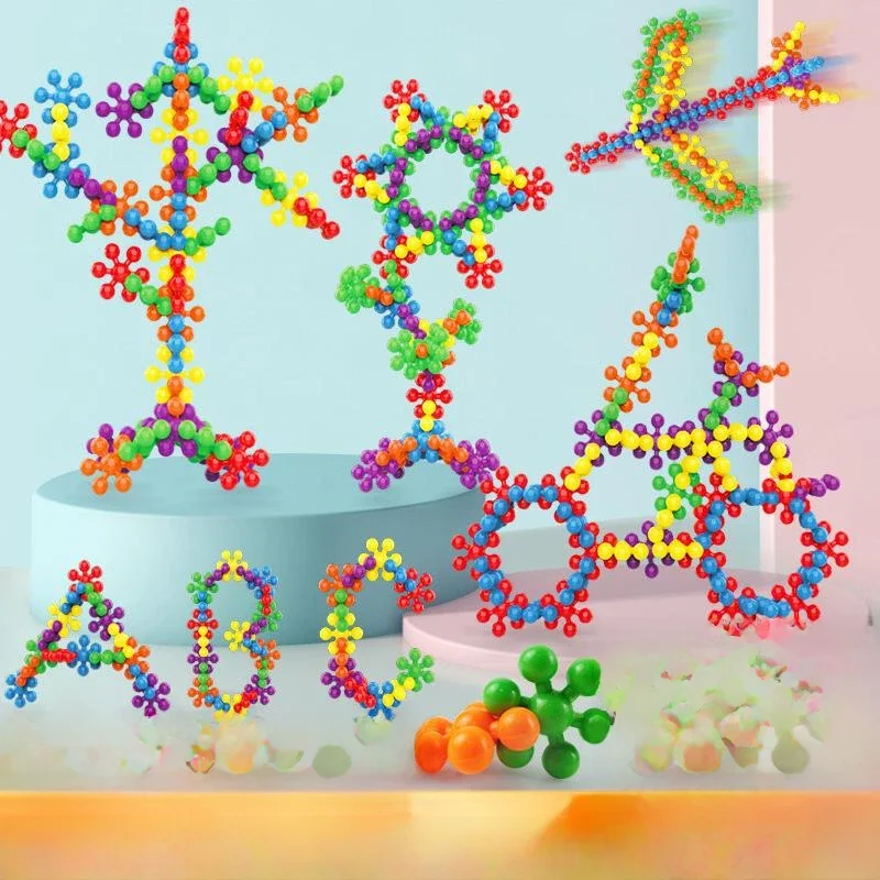 Blocs de construction en plastique coloré pour enfants, fleur de prunier, pièces de flocon de neige assemblées amusantes, insertion d'éveil, jouets d'éducation précoce