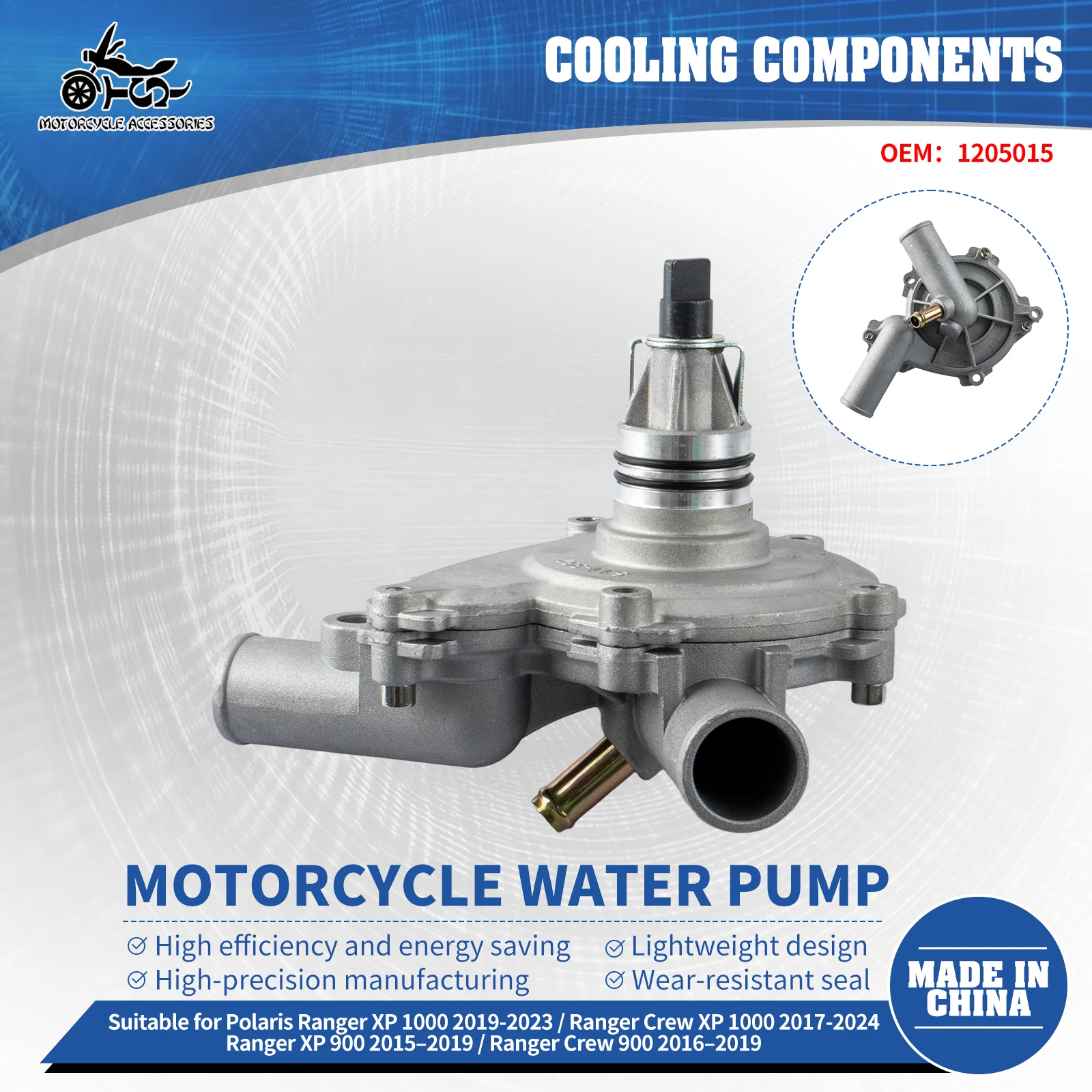 Conjunto de Bomba de Agua para Motocicleta SJ para Polaris Ranger XP 1000 2017-2025 Ranger Crew 1000 2020-2026 RZR 900 1205015 1204735