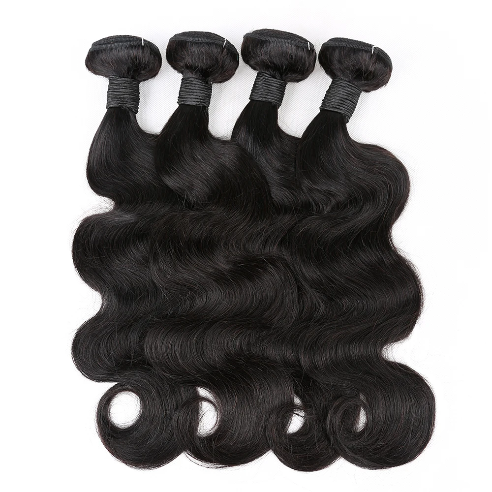 Aircabin Body Wave Bundles With Closure Remy Human Hair Weave Bundles 100% Real Hair Extension 3/4 Bundles With 4x4 Lace Closure