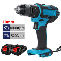 3 IN 1 4000rpm 520N.M Torque Electric Impact Drill 10mm Chuck Flat Drill Hammer Electric Screwdriver for Makita 18V Battery