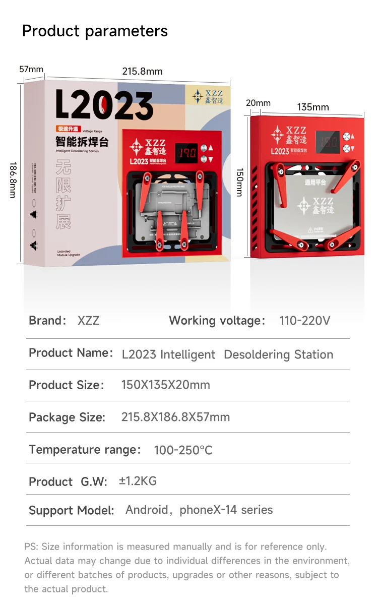 XZZ L2023 Desoldering Station for IP X 11 12 13 14 15 16 17 Pro Max Full Series Motherboard Heating Disassembly Repair Tool