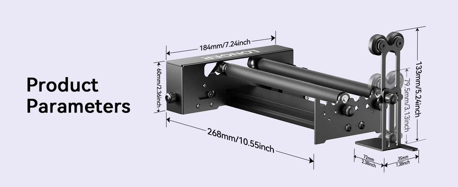 Laser Rotary Roller Moudle Tumbler 360° ° Y-Achse rotierende Rolle für Lasergravurmaschinen, Graveurteile, Brillen, Flaschen, Werkzeuge – Detail 6