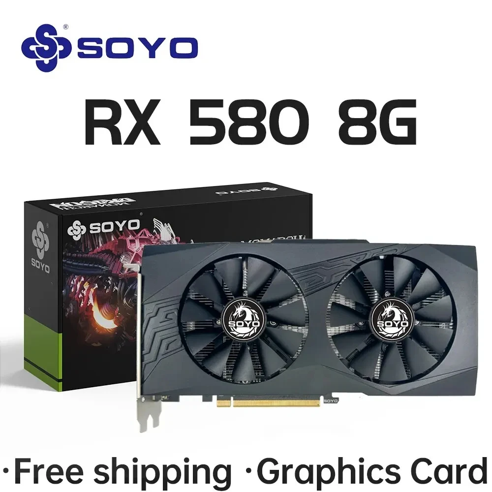 Graphics Cards Radeon RX580 8G GDDR5 Memory Video Gaming Card PCIE3.0x16 GPU Desktop Computer Components AMD RX 580 8G