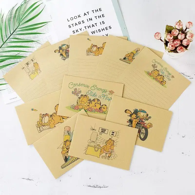 New Garfield Cartoon Minimalist Fresh And Light Envelope Writing Paper High Beauty Office Notebook Message Memo Material Gifts