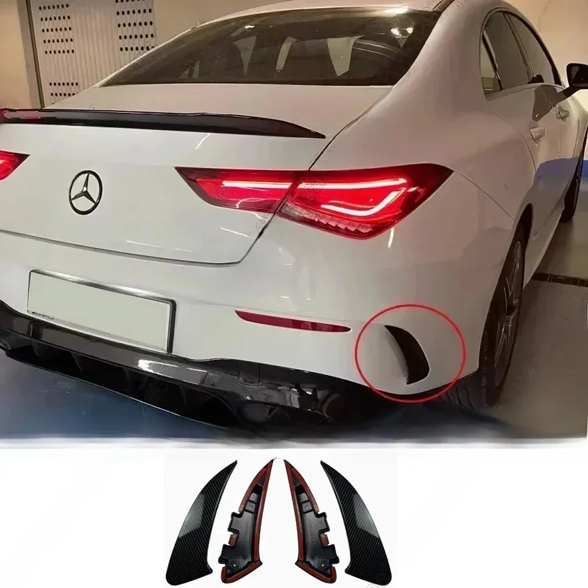 Dla Mercedes Benz CLA Klasa C118 CLA200 CLA220 CLA250 CLA45 AMG 2020-2023 Tylny Zderzak Boczny Spoiler Splitter Body Kit Czarny Połysk — 2