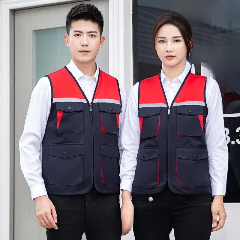 Customized Logo for High-End Work Clothes and Vests Labor Protection Advertising Activities Construction Vest Embroidery