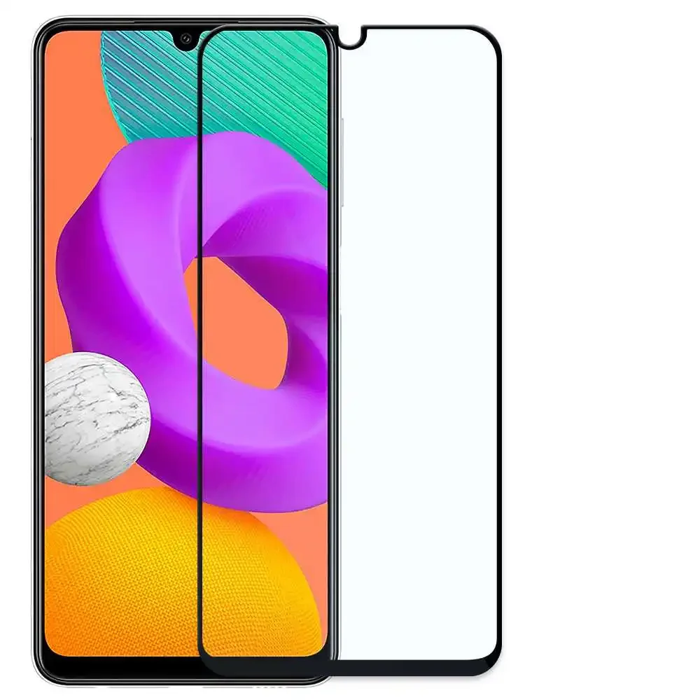 Protetor de tela de vidro temperado com moldura preta para samsung galaxy a22 4g/m22/m32 4g, vidro