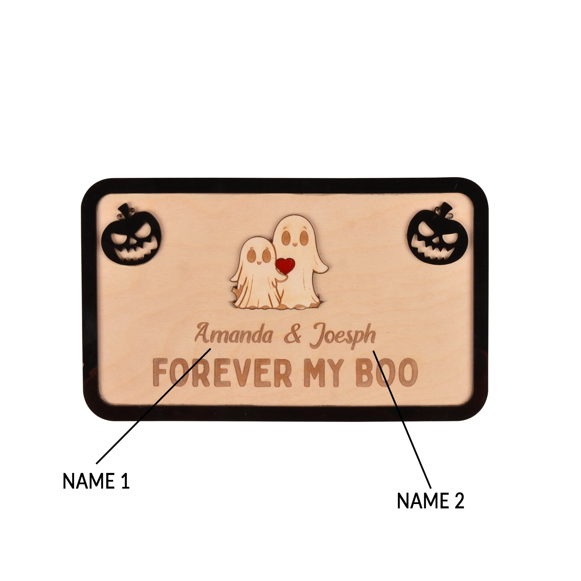 Personalized Forever My Boo Wooden Sign Halloween Decoration for Couples Ghost Couple Gift Cute Halloween Sign Gift Custom Sign