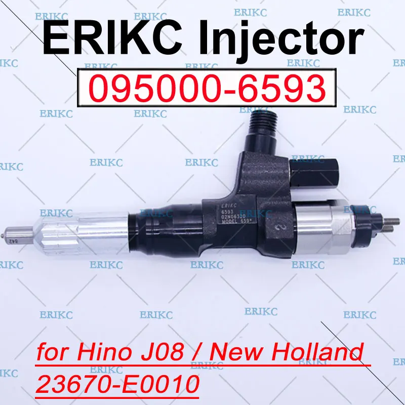 095000-6593 New Diesel Fuel Injector 23670-E0010 Common Rail Injection 095000-6591 For Hino J08E Kobelco SK330-8 SK350 Excavator