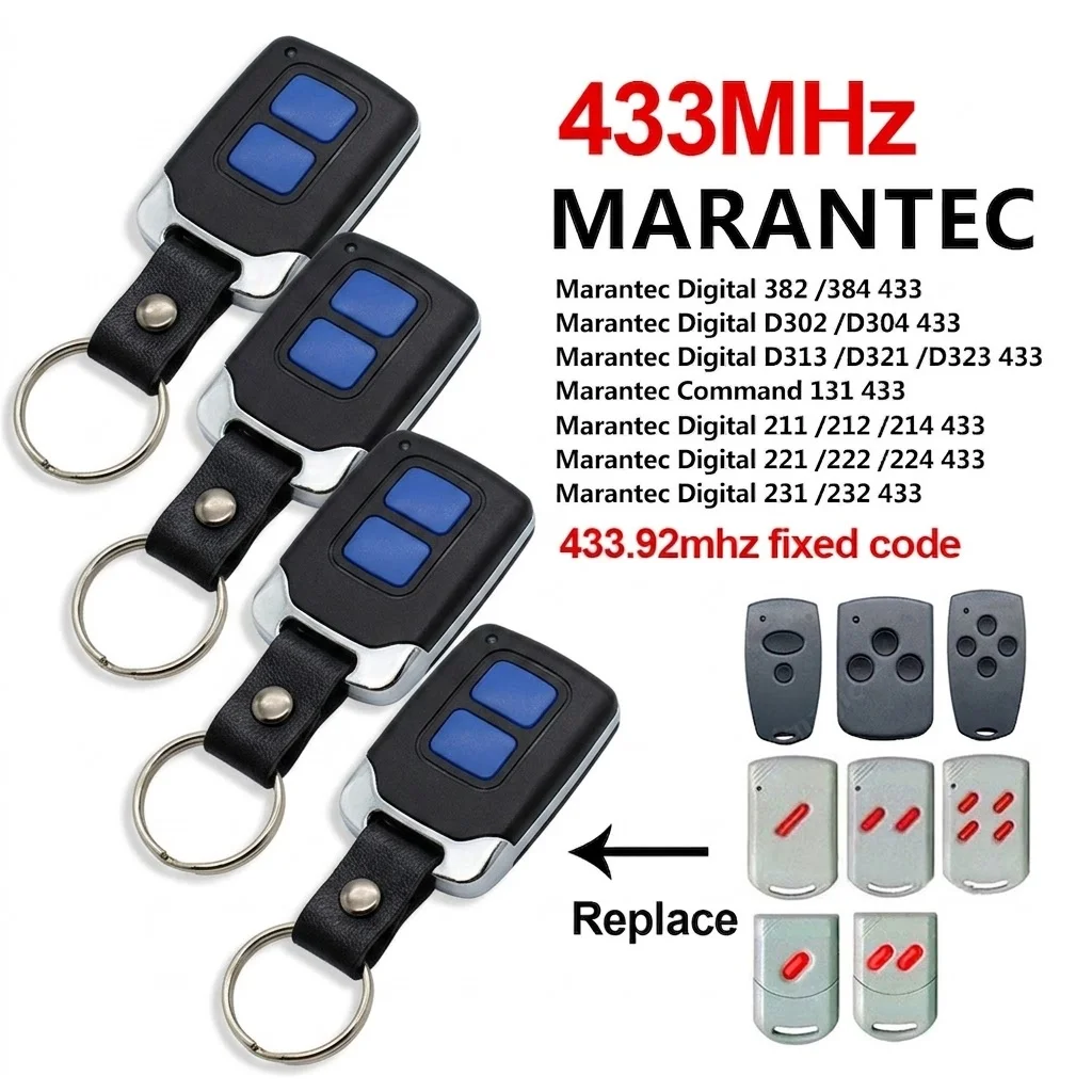 

1-10pcs Marantec Compatible Remote Control 433MHz Fixed Code for Digital 382 384 D302 D313 D321 D323 211 221 231 Garage Door