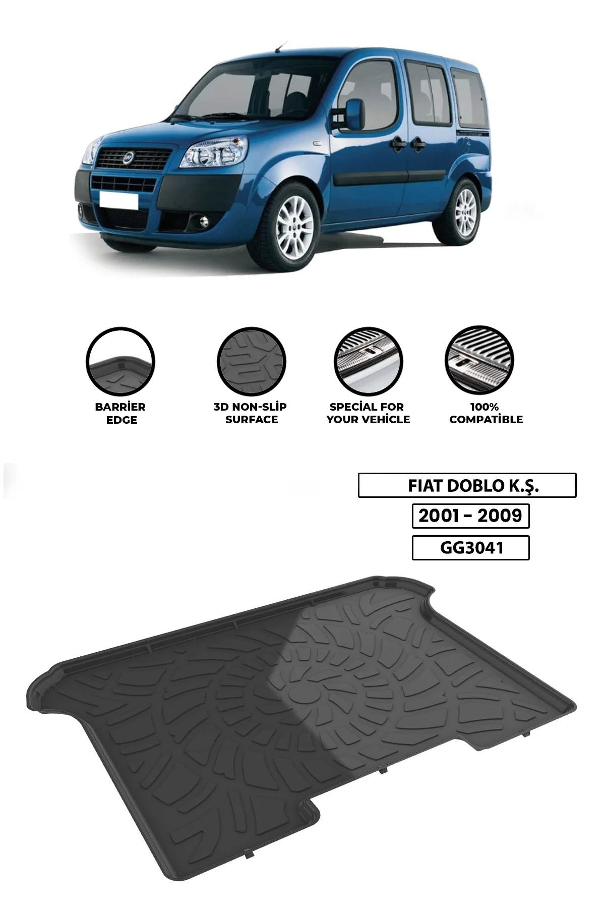 

For -FIAT-DOBLO-K.Ş.-2001-2009 luggage compartment Diffuser Extension Rear Bumper Attachment Luggage compartment