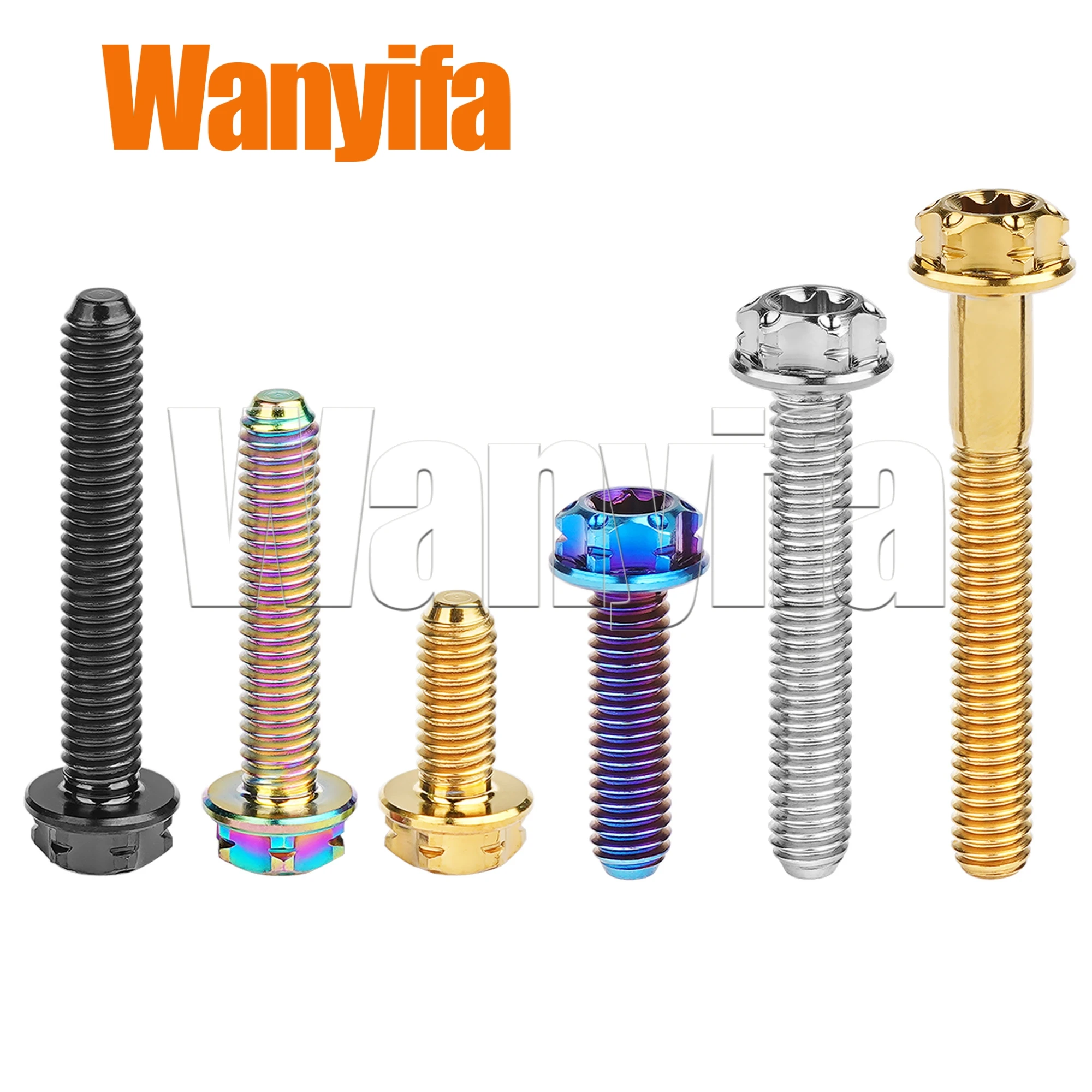 Wanyifa Bike Bolt M4x10/15/20/25/30mm Titanium Alloy Fancy Small Flange Head Bolt for Bicycle Part