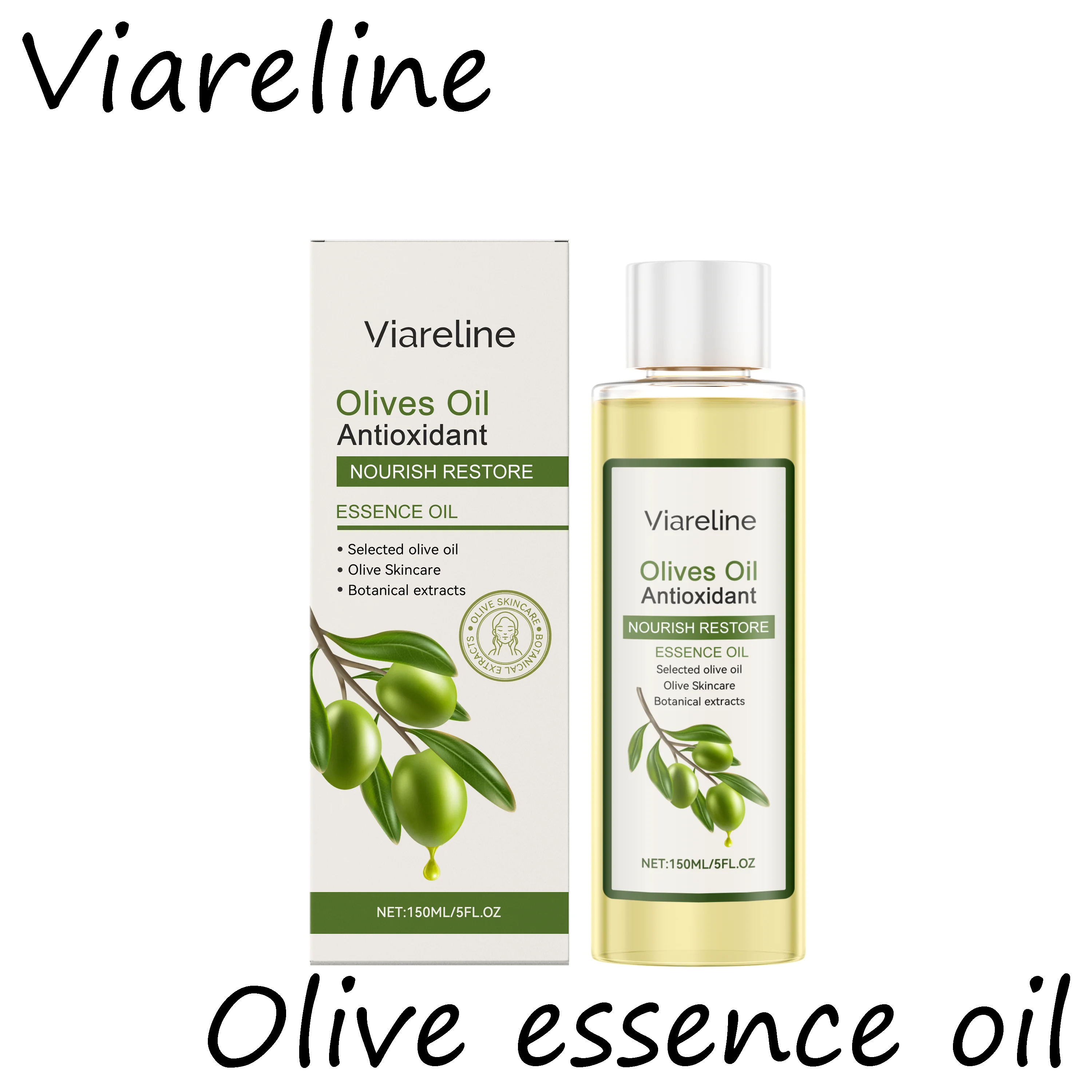 Aceite de esencia para el rostro de aceitunas Viareline, mejora la elasticidad de la piel, mejora la rugosidad, suavizante, calmante, secura, aceite de esencia para la piel corporal