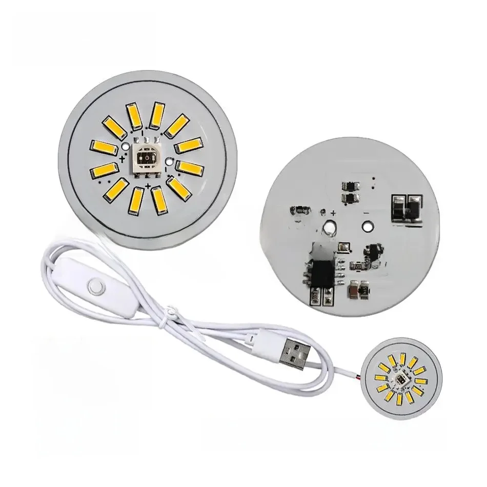 Panneau lumineux LED rond 5V RGB/dĂ©gradĂ© colorĂ©/couleur unique 31mm, plaque de lampe circulaire Compatible USB5V, cĂąble marche/arrĂȘt, 5 piĂšces