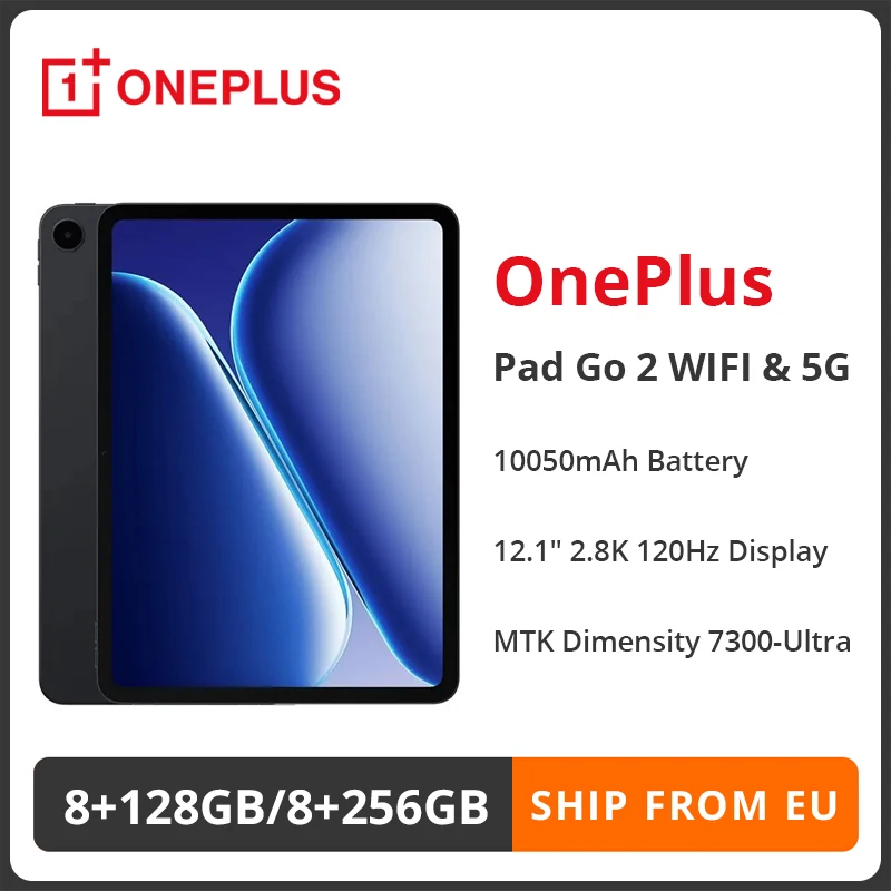 OnePlus Pad Go 2, tablet con connettività Wi-Fi/5G, schermo da 12,1 pollici con frequenza di aggiornamento di 120 Hz, processore MediaTek Dimensity 7300-Ultra, fotocamera da 8 MP, batteria da 10050