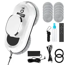 Robot automático para limpieza de ventanas con control remoto, cuerda de seguridad y un juego completo de