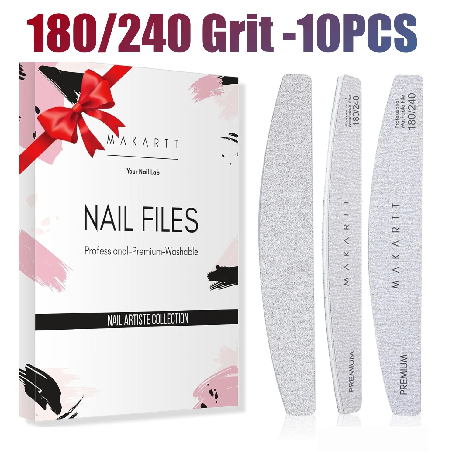 

Пилочка для ногтей Makartt, зернистость 180/240, двусторонняя пилочка для ногтей, моющиеся наждачные доски для маникюра, инструмент