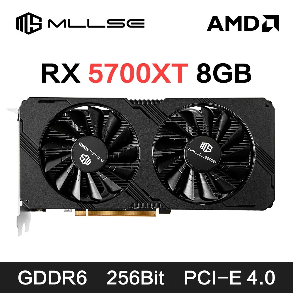 Б/У видеокарта MLLSE AMD RX5700XT 8 ГБ Placa De Video GPU GDDR6 256-бит 7 нм Поддержка игр Настольный процессор Видеокарта rx 5700xt 8 ГБ
