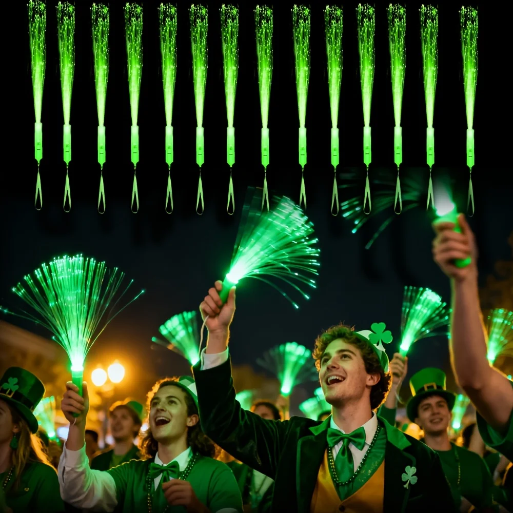 

35 green fiber optic glow sticks, essential for parties, suitable for St. Patrick's Day, New Year's Day, Valentine's Day, Easter