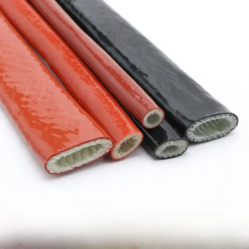 Tube en fibre de verre résistant aux hautes températures, revêtement en résine de Silicone, manchon ignifuge tressé en Fiber de verre, tuyau de boîtier ignifuge