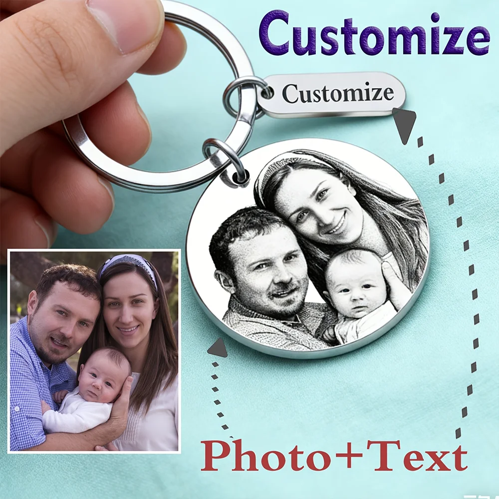 Vintage Fashion Sketches - Customized photo keychain with sketch, stainless