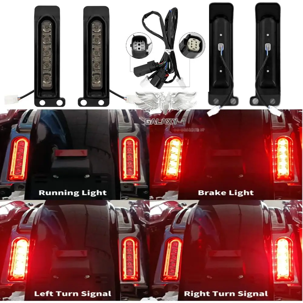 

Motorcycle Rear Fender LED Run Brake Turn Lamps Saddlebag Side Filler Light For Harley Touring Electra Glide Road King 2014-2023