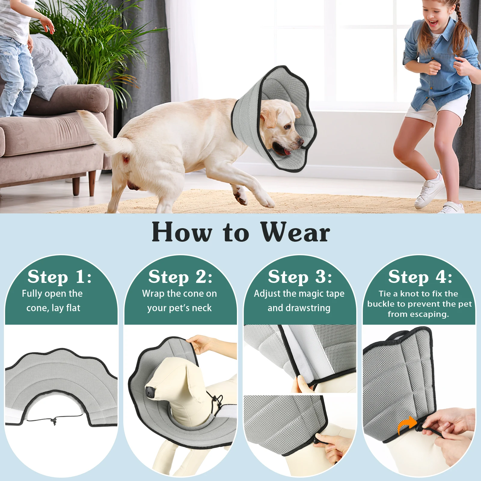 VavoPaw Dog Cat Cones Recovery Collar, Soft Mesh Elizabethan Collar, Breathable Dog Surgery Recovery Collar, Dogs After Surgery