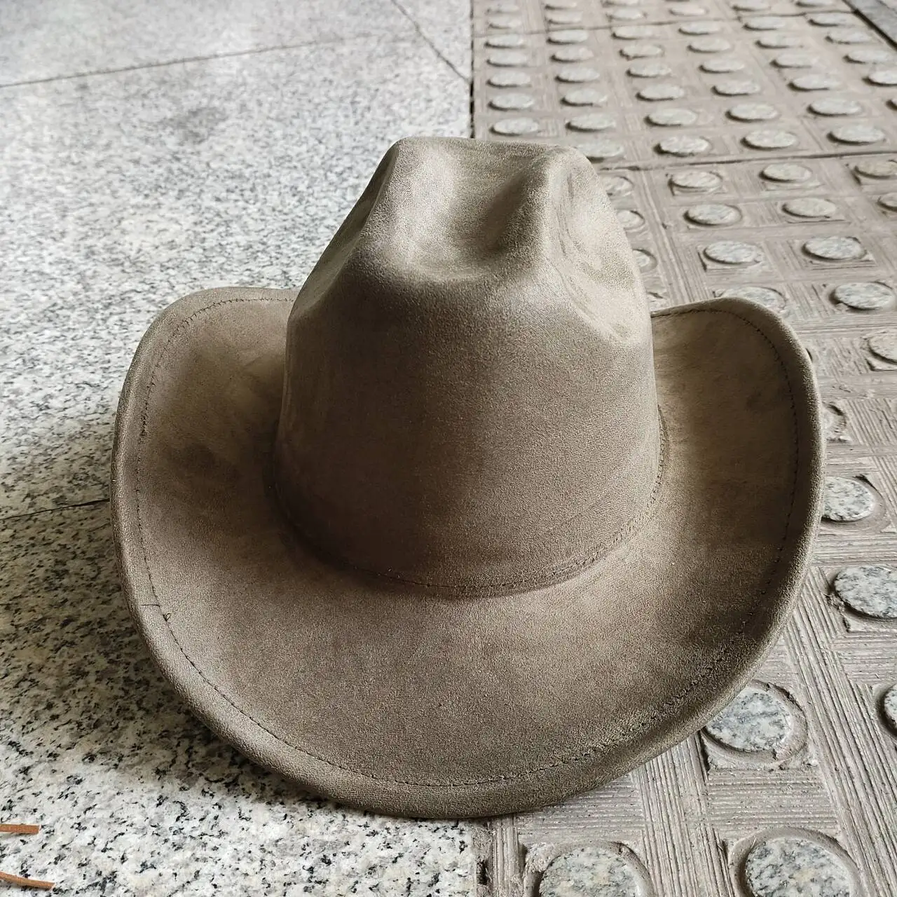 Suede cowboy hat camel small brim top hat unisex double concave suede jazz hat riding hat party hat 카우보이모자