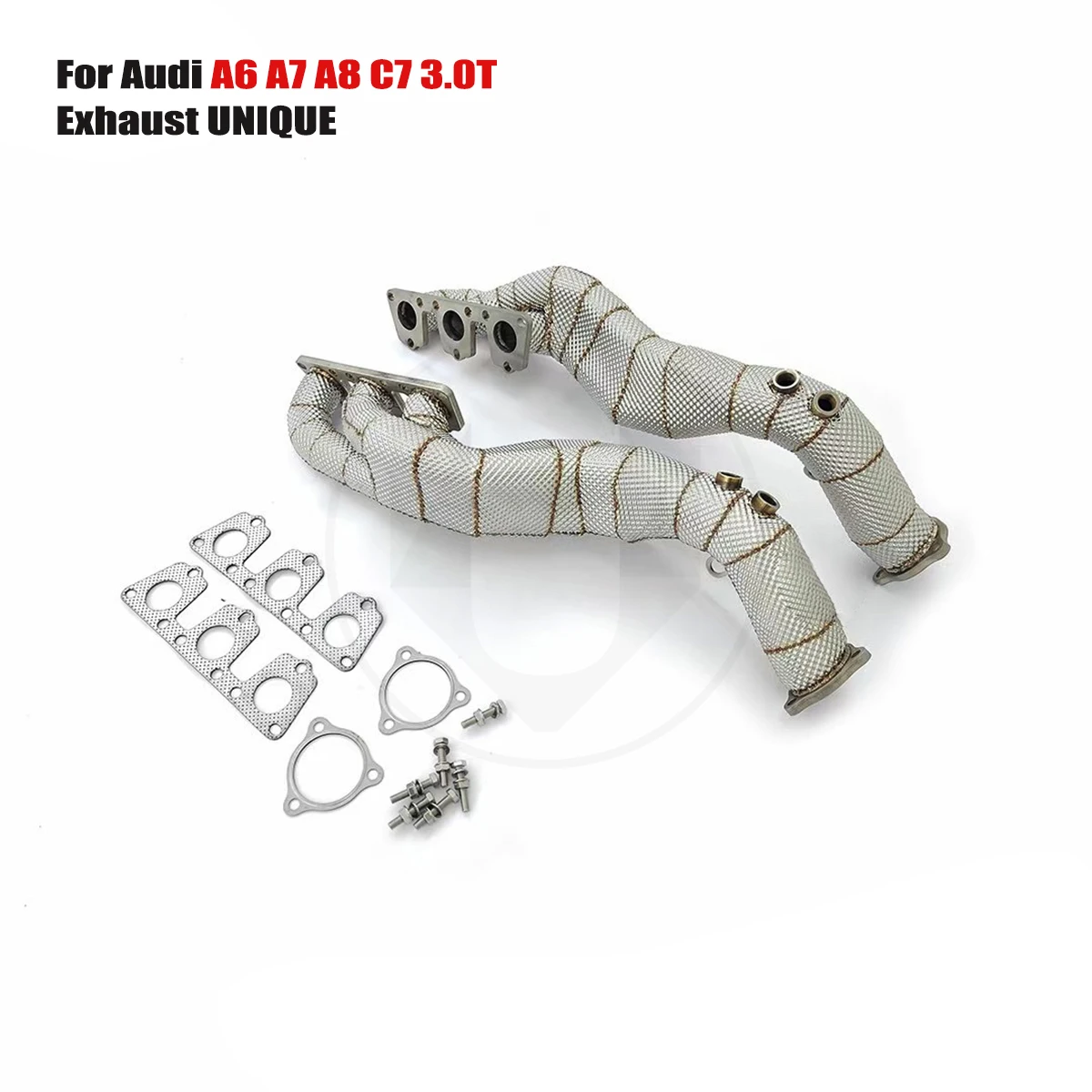 UNIQUE manifold downpipe For 2012-2018 Audi A6 A7 A8 C7 3.0T Equal Length SS304 exhaust manifold With insulator