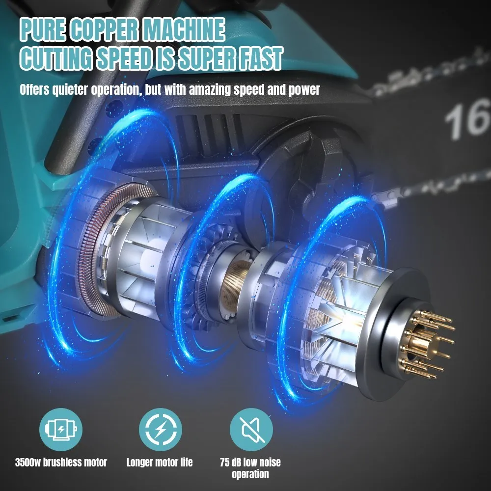 منشار كهربائي بدون فرش 16 بوصة مع منشار كهربائي لاسلكي مزيتة أوتوماتيكية أداة قطع النجارة لبطارية ماكيتا #4