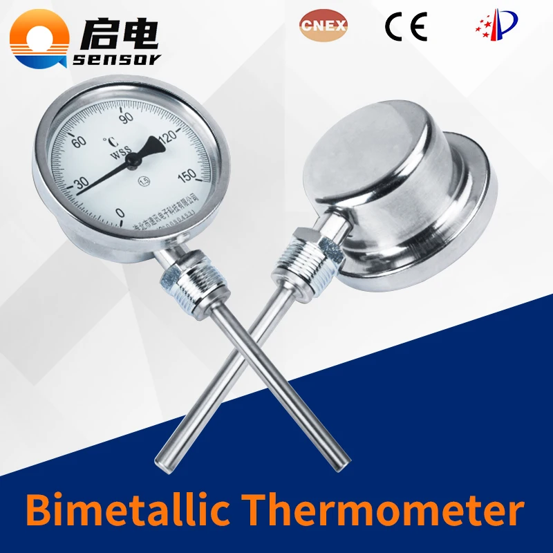 Bimetallic Thermometer 1.5 % 0-100℃ 0-200℃ Radial Axial Universal Bimetal Thermometer G1/4 M27*2 PT100 Temperature Thermometer