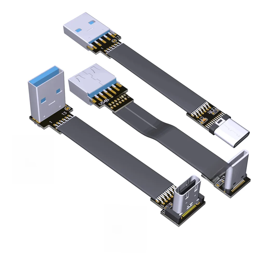 USB 3.0 typu A do USB 3.1 typu C mężczyzna kobieta kabel płaski w górę/kąt nachylenia USB C do FPC FPV rozszerzenie adapter kablowy 5cm - 3m — zdjęcie produktu 7