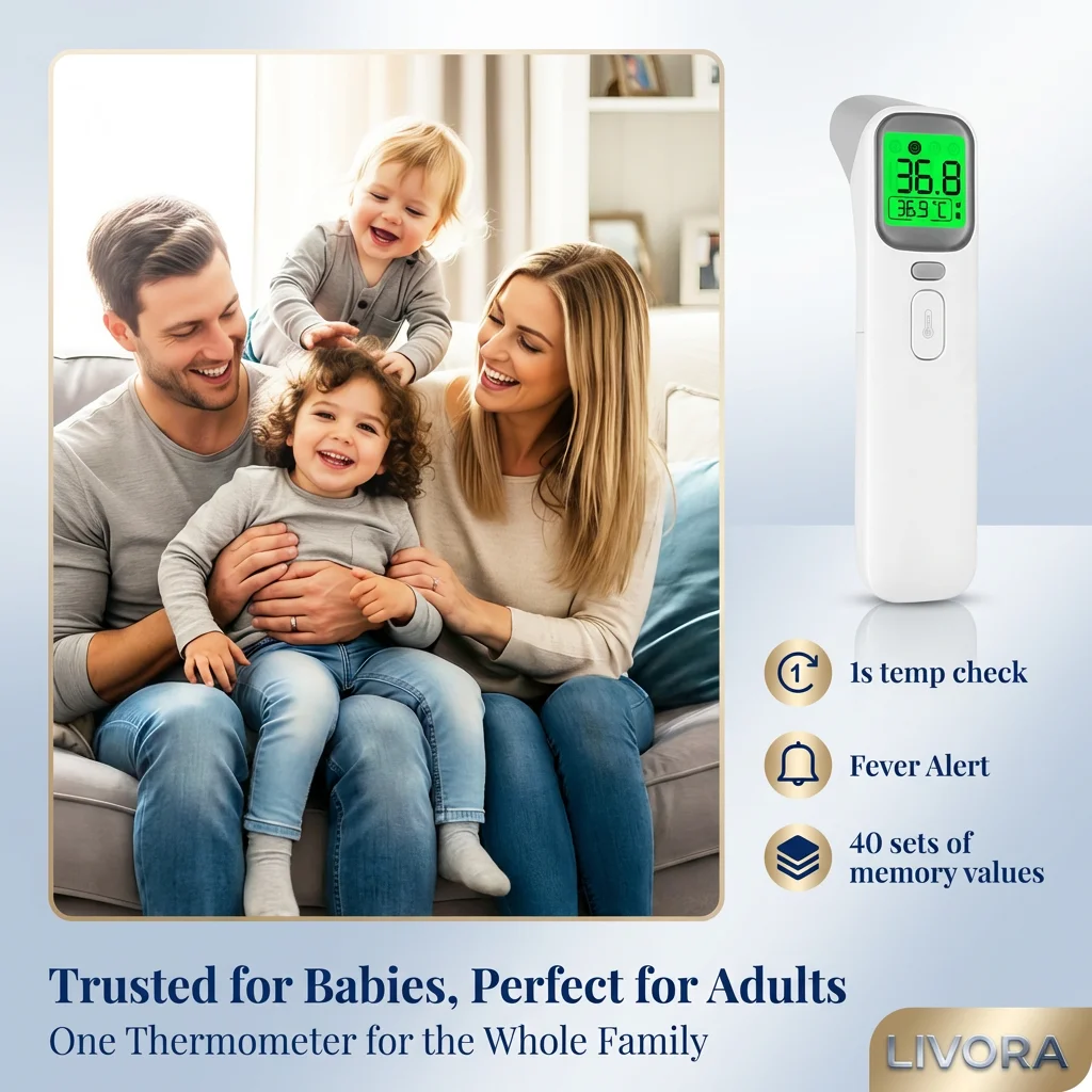 

Бесконтактный инфракрасный термометр для измерения температуры на лбу у детей и взрослых, быстрое и точное измерение с функцией оповещения о лихорадке