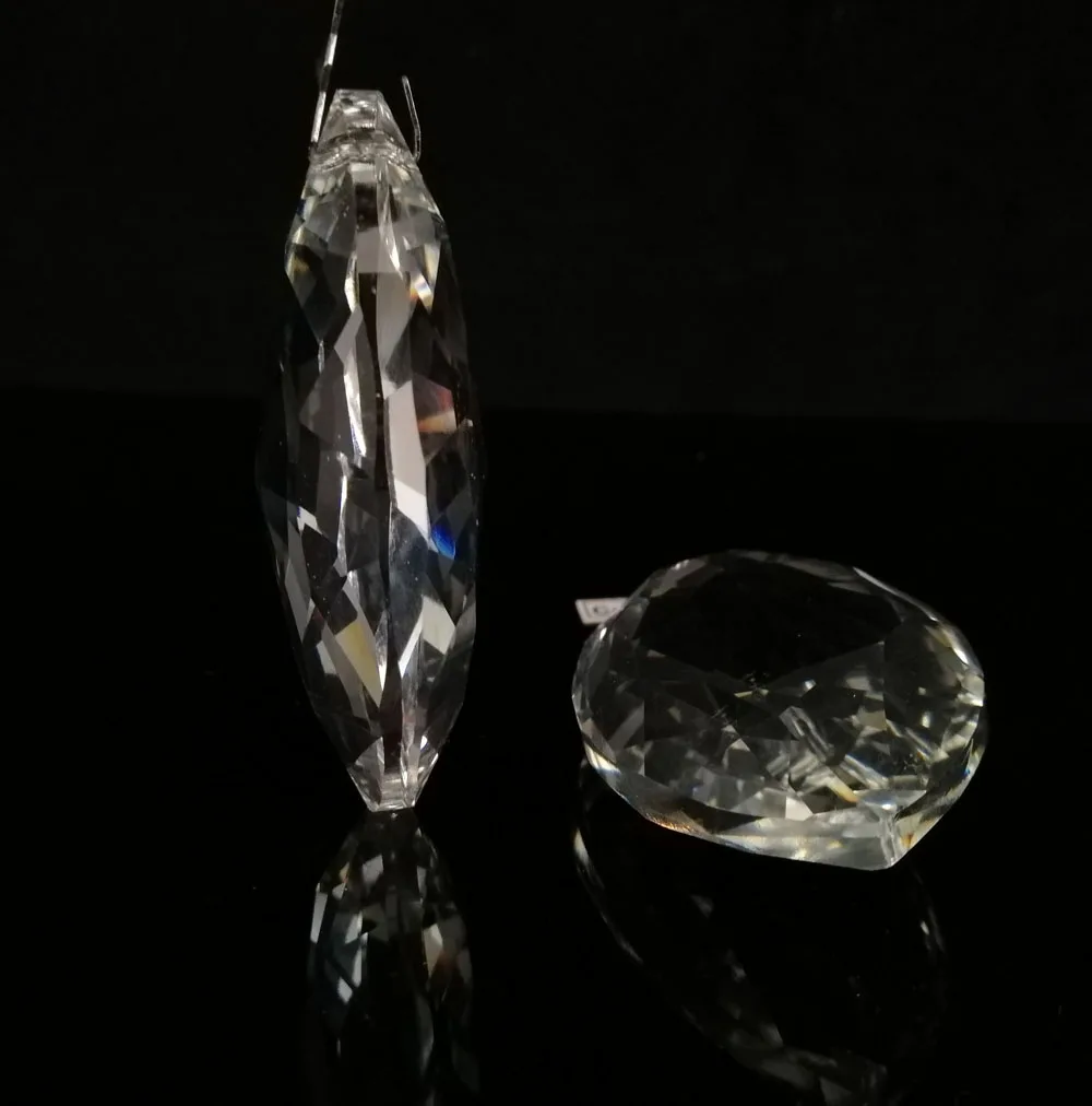 Camal 2PCS 63mm K9 Clear Crystal Horse-eye Drop Prisms Pendant SunCatcher Lamp Lighting Chandelier Parts Hanging Ornament Home