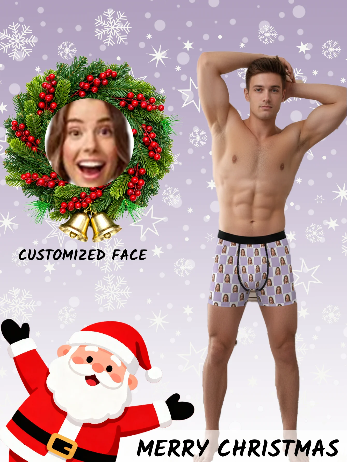 

Personalized Face Photo Underwear Custom Boxer Briefs Custom Men Valentine's Day Gift For Husband Anniversary Gift for Dad