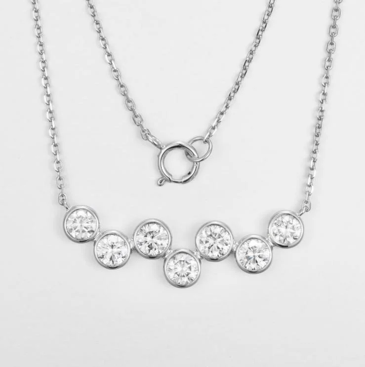 0.48ct-7pcs Lab Grown Diamond CVD PT950 Round brilliant cut bezel set smile necklace Necklace NGTC Certified Wholesale