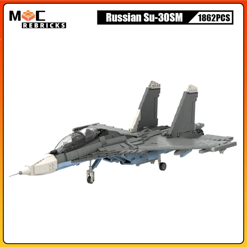 WW II Russian Air Force Weapons Su-30SM Multirole Fighter MOC Building Block Navy Aircraft Model DIY Bricks Toys Sets Kid Gifts