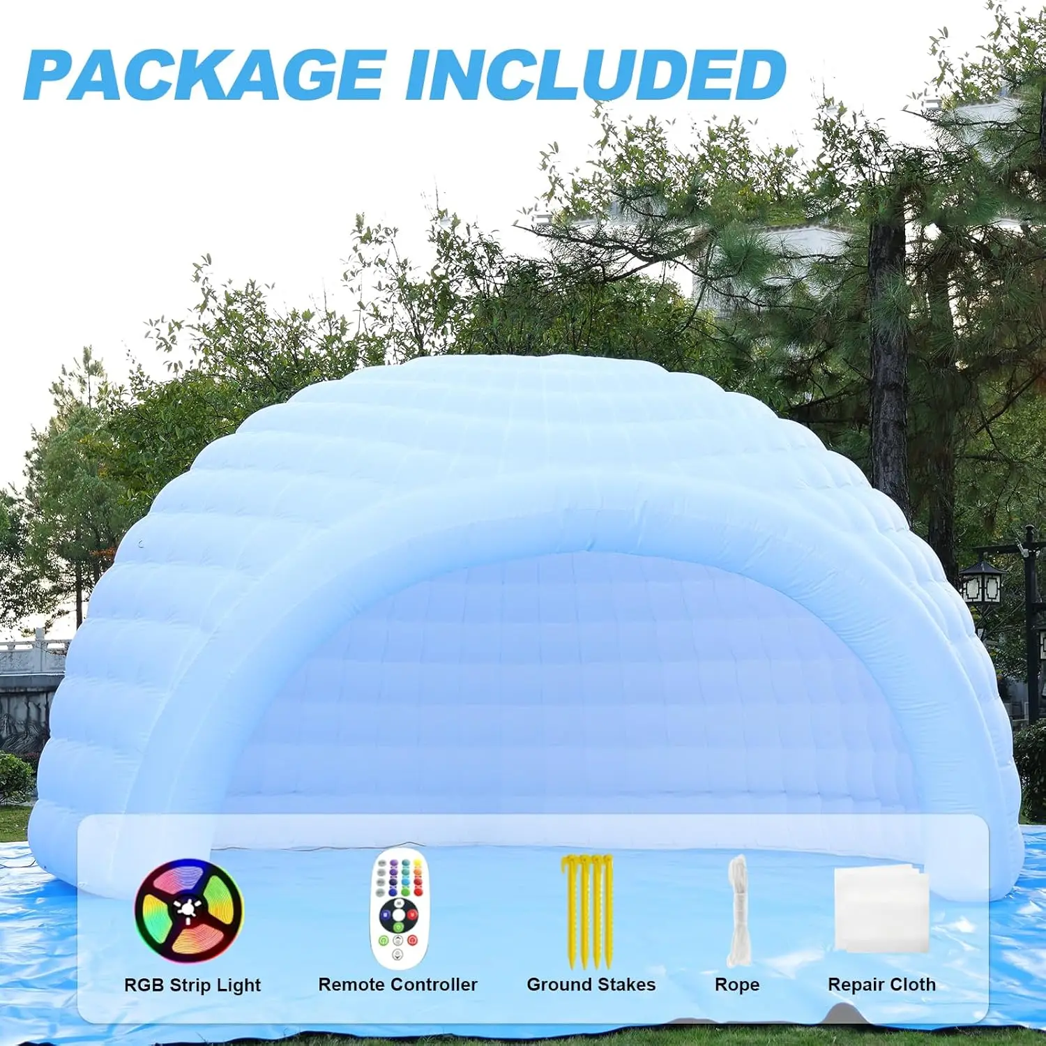 Portable Oxford Inflatable Dome Tent Led Lighting White  Igloo Dome House with Blower Tent  For Parties Exhibitions & Festivals