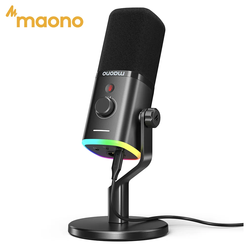 MAONO PD100X Dynamic Microphone. Software Noise Reduction Included. RGB Gaming Mic. Enhances Gaming Experience. Ideal for Record